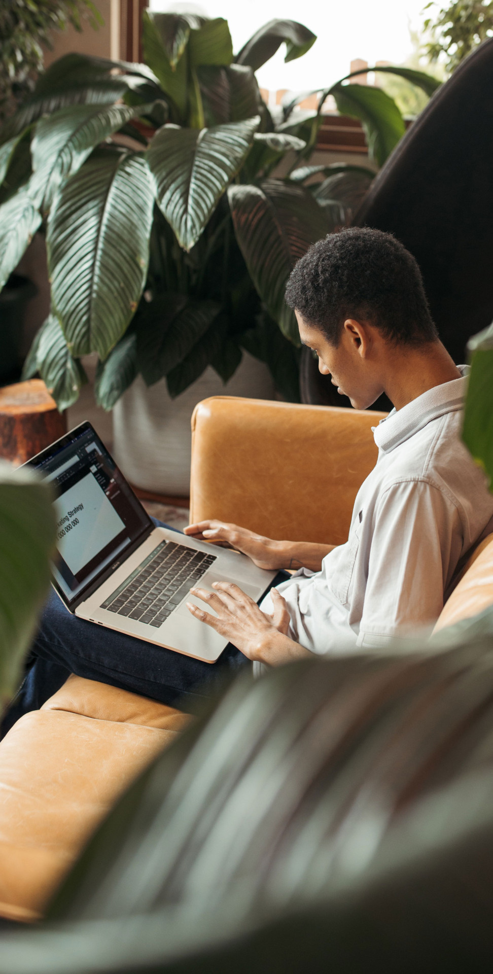 Young man working on laptop